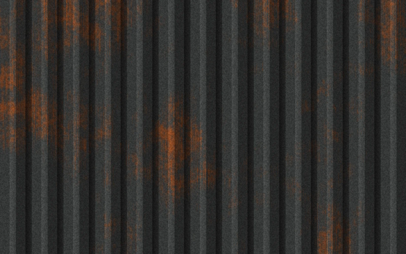 Tôle ondulée d'un container, peinture usée et oxydation
