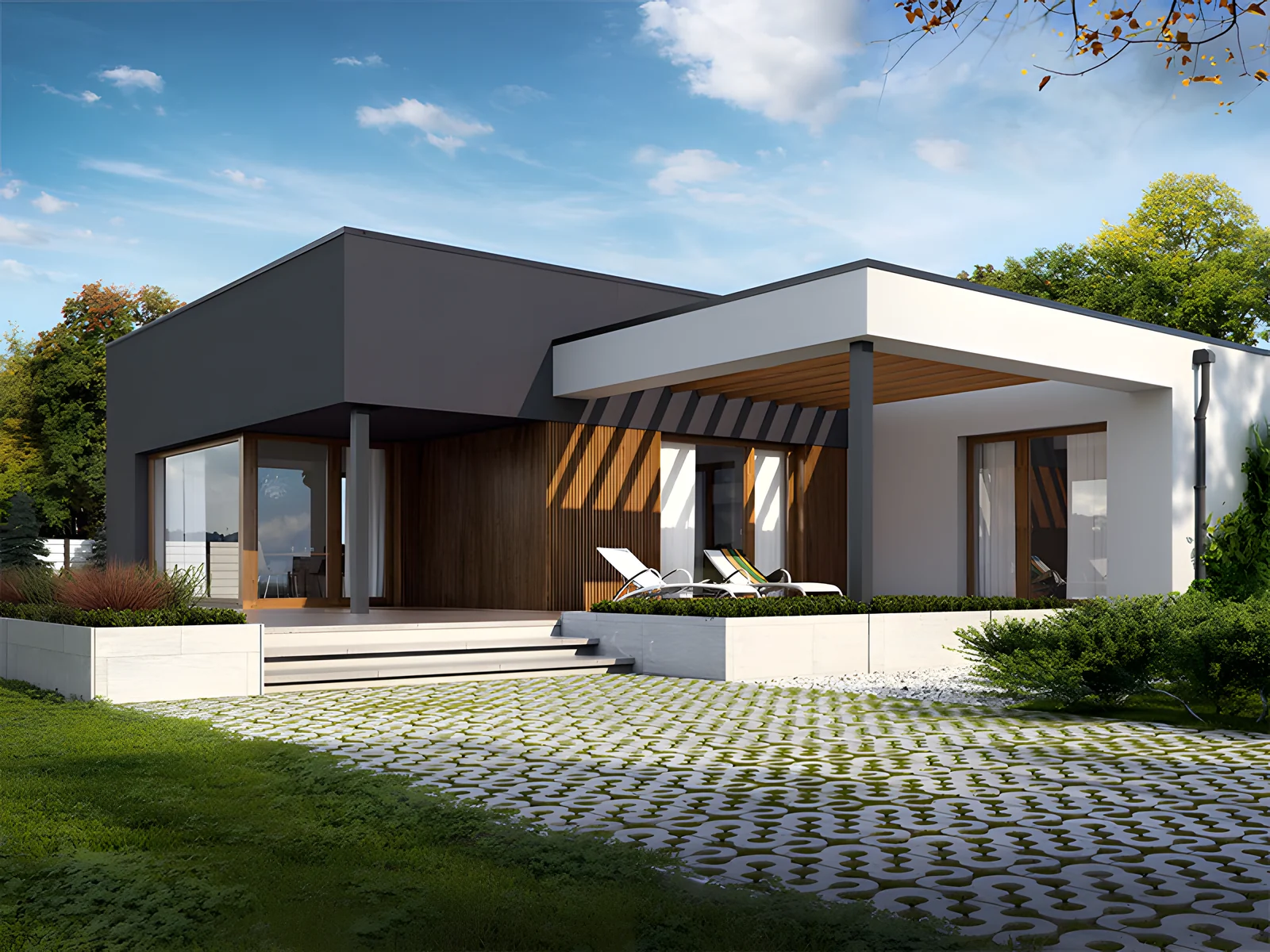 Maison container de plain-pied avec terrasse