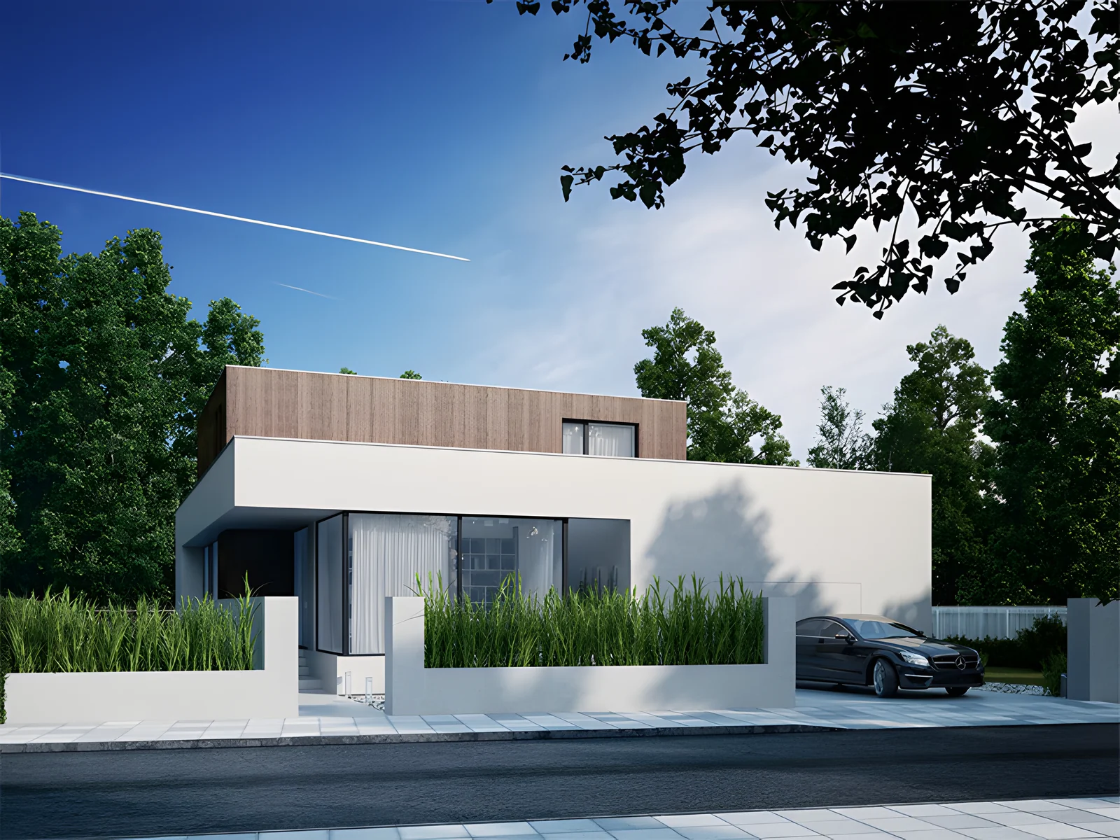 Façade sur rue, toit-terrasse